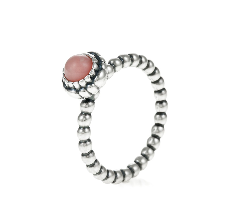 Pandora Silver & Pink Opal October Birthstone Ring 190854POP | John