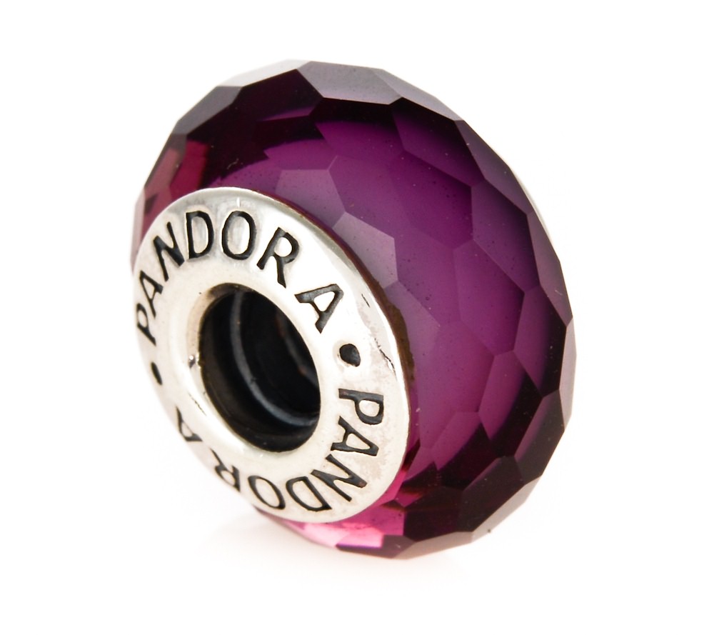 Pandora Purple Faceted Murano Glass Charm 791071 John Greed Jewellery