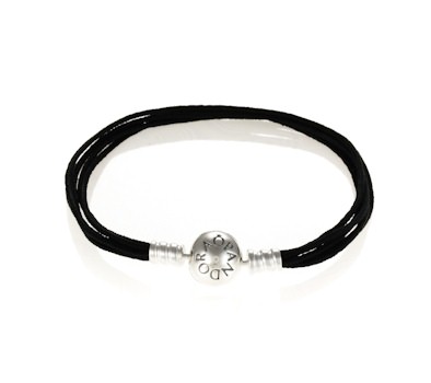 Pandora Silver & Black Fabric String Bracelet 590715CBK | John Greed ...