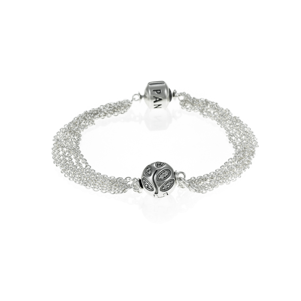 Pandora Sparkling Leaves Clip Bracelet | John Greed Jewellery