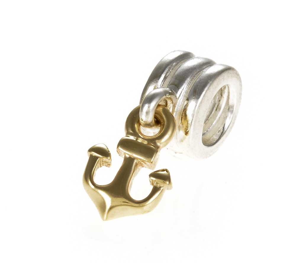 Pandora Silver & 14ct Gold Anchor Charm 790225 | John Greed Jewellery