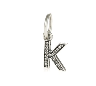 PANDORA Letter K Pendant Charm 791323CZ | John Greed Jewellery