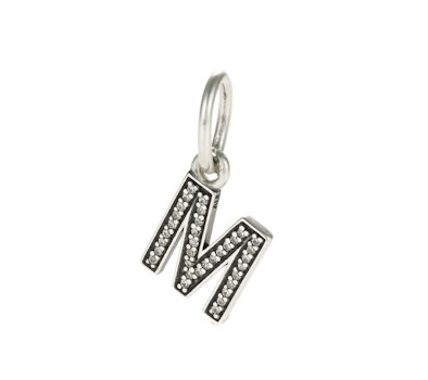 PANDORA Letter M Pendant Charm 791325CZ | John Greed Jewellery